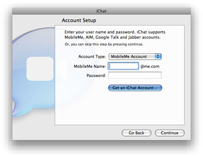 iChat - Account Setup