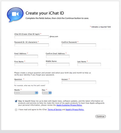 Create your iChat ID