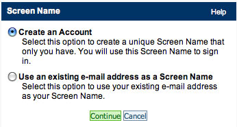 Screen Name - Create an Account