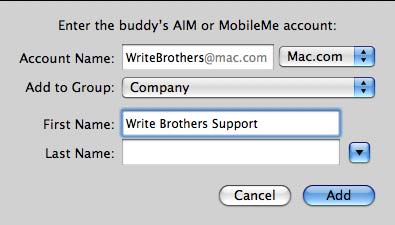 Write Brothers account information