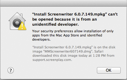 Unidentified Developer warning