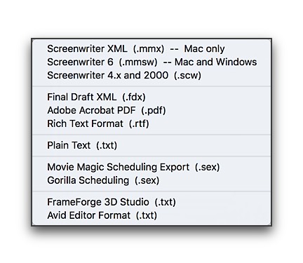 export-file-formats-list